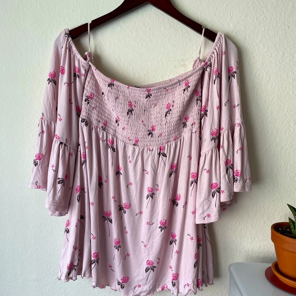 FREE PEOPLE “Lana” Off the Shoulder Tunic in Lilac Floral - Picture 9 of 10